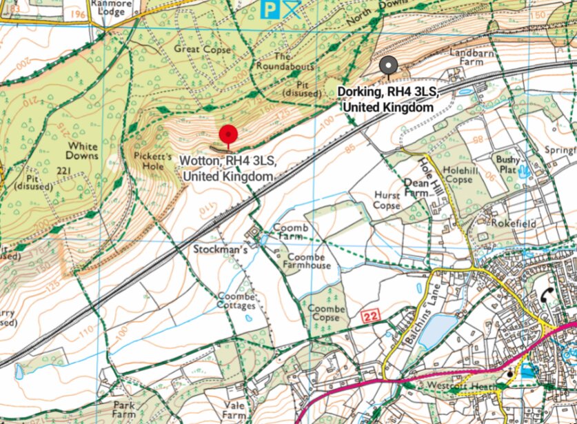 Westcott East Range on modern OS Map